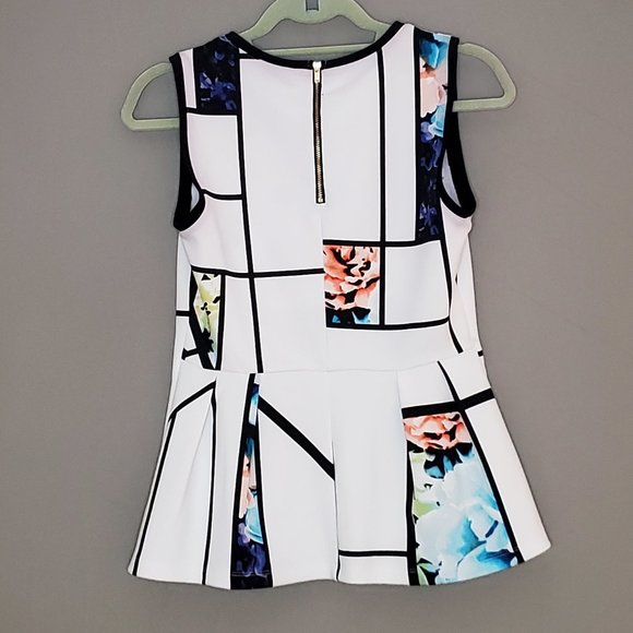 WORTHINGTON WHITE FLORAL PRINT PEPLUM BLOUSE - Picture 2 of 4